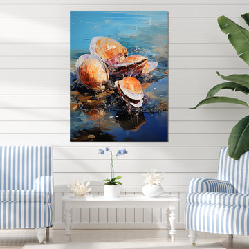 Bold Brushstrokes Of Clam On Beach - Clam Canvas Wall Art